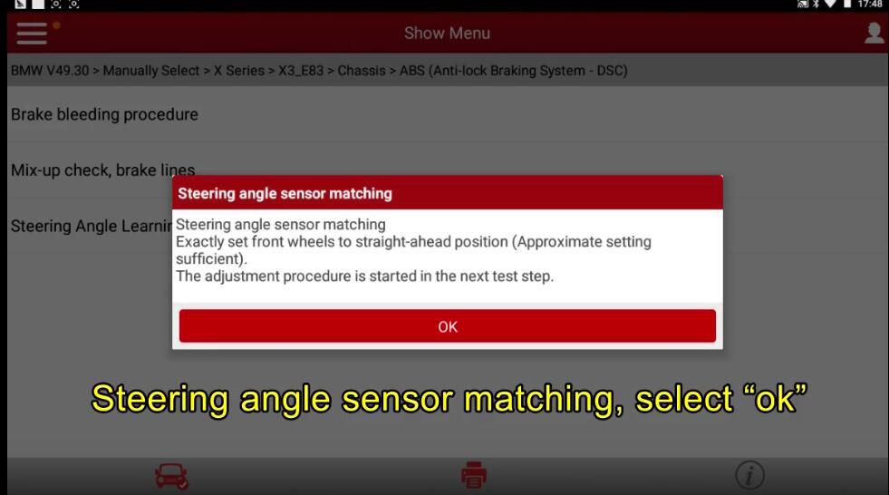 BMW X3 E83 Steering Angle Learning by Launch X431 (12)