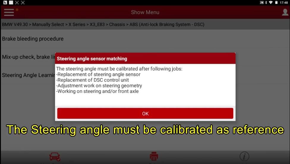 BMW X3 E83 Steering Angle Learning by Launch X431 (8)