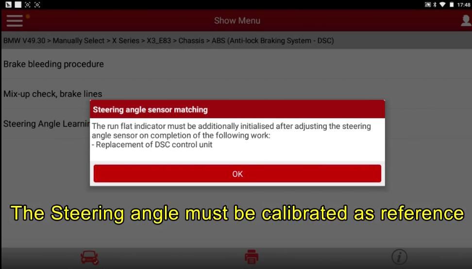 BMW X3 E83 Steering Angle Learning by Launch X431 (8)