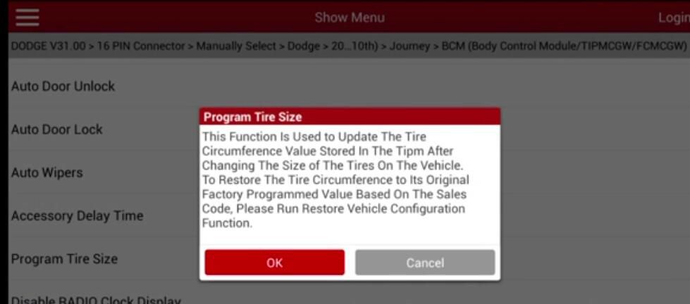 Dodge Joruney 2009 Body Control System Tire Replacement Programming (2)