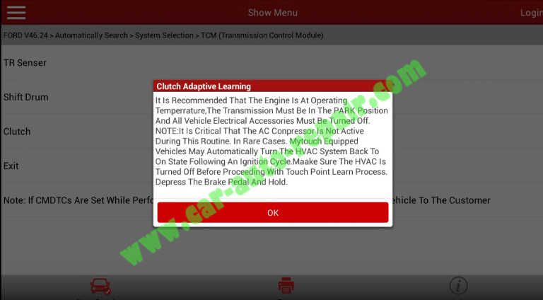 Ford Focus TCM Adaptive Learning,Clutch Learning by Launch X431 (17)