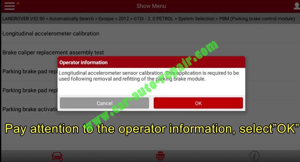 Lauch X431 Calibrate Longitudinal Accelerometer for Range Rover Evoque 2012 (5)