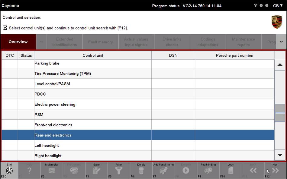 Porsche PIWIS 2 Rear-end Electronics Coding for Cayenne (3)